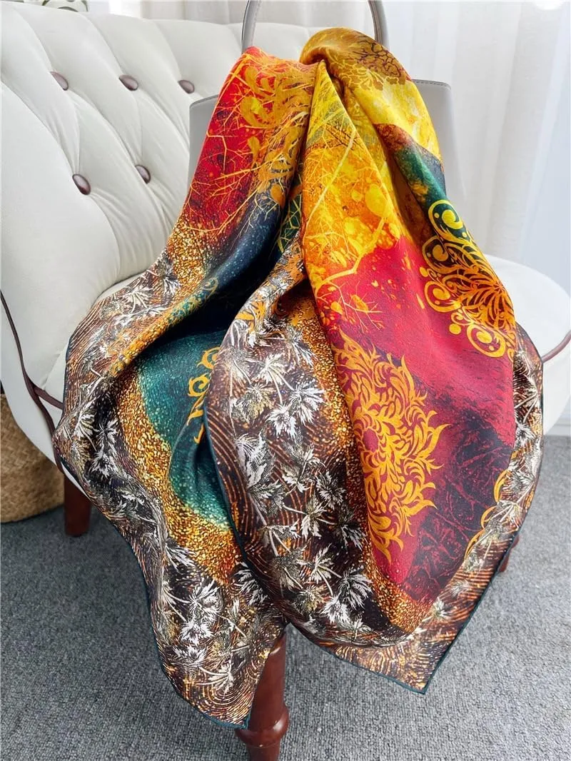 100% Mulberry Silk Scarfs for Women 43"*43" Large Square Satin Lightweight Scarf for Wraps Shawl with Gift Packed