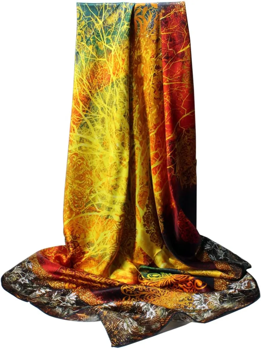 100% Mulberry Silk Scarfs for Women 43"*43" Large Square Satin Lightweight Scarf for Wraps Shawl with Gift Packed