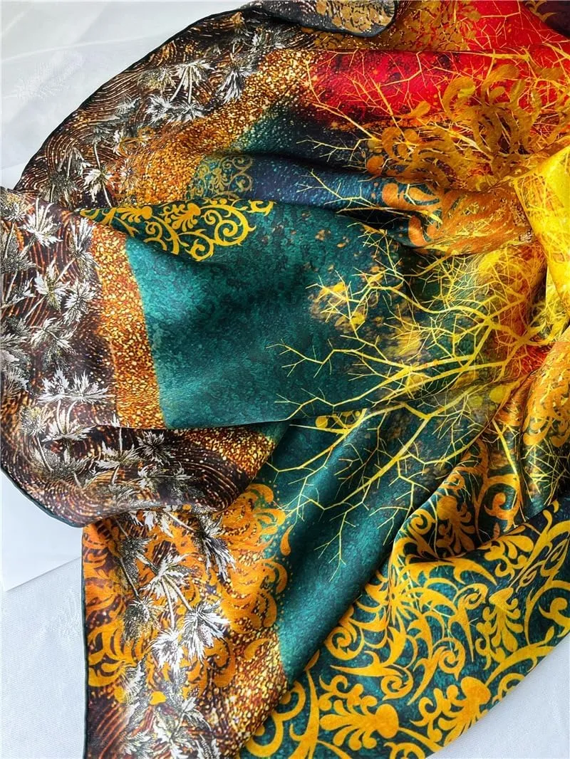 100% Mulberry Silk Scarfs for Women 43"*43" Large Square Satin Lightweight Scarf for Wraps Shawl with Gift Packed