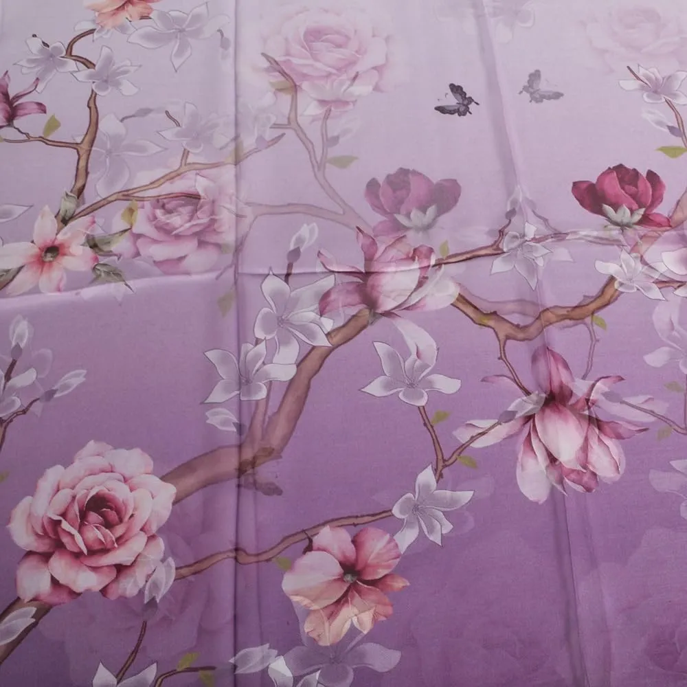 100% Mulberry Silk Women's Neck Silk Scarf-Lightweight Shawl,FLoral Print Oblong Beach Silk Wrap-Scarves for Photography