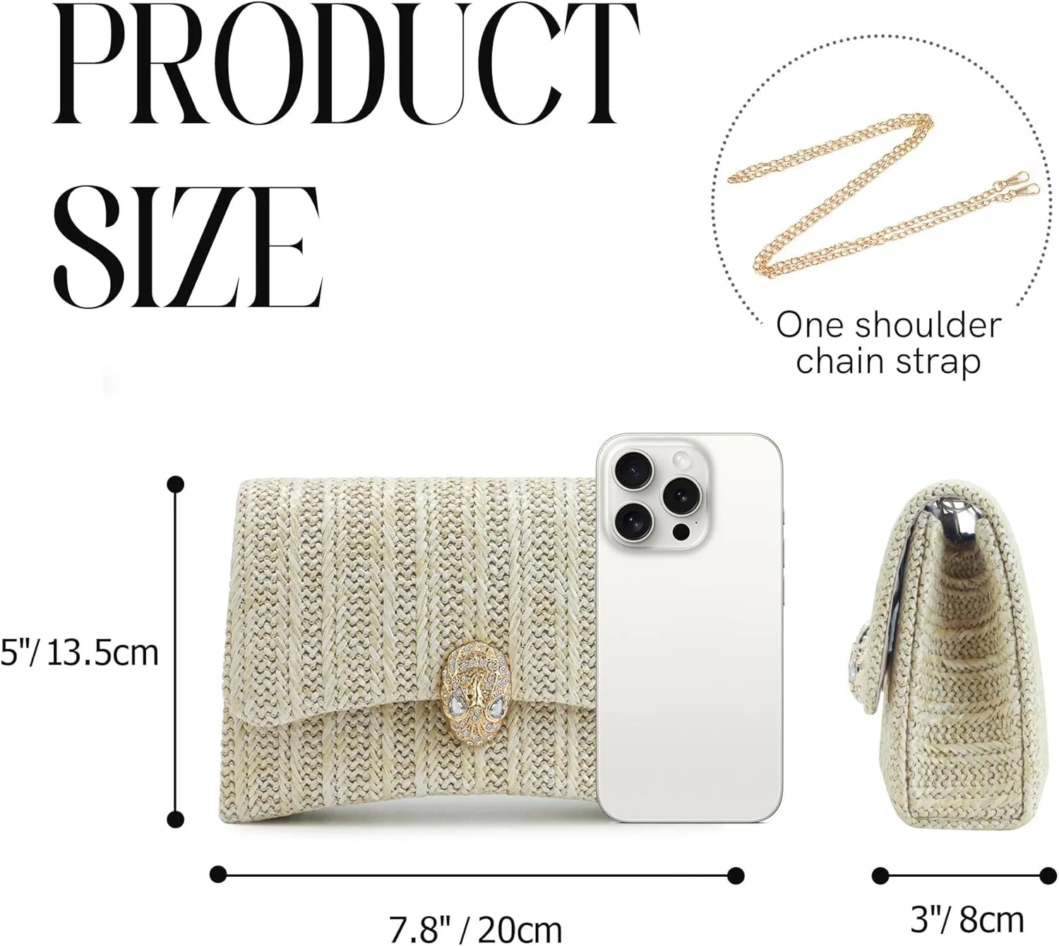 2025 Women's Straw Clutch Purse,Summer Beach Wedding Party Bag,Rattan Woven Vacation Evening Handbag with Chain