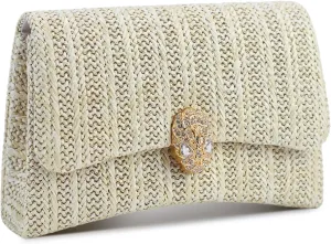 2025 Women's Straw Clutch Purse,Summer Beach Wedding Party Bag,Rattan Woven Vacation Evening Handbag with Chain