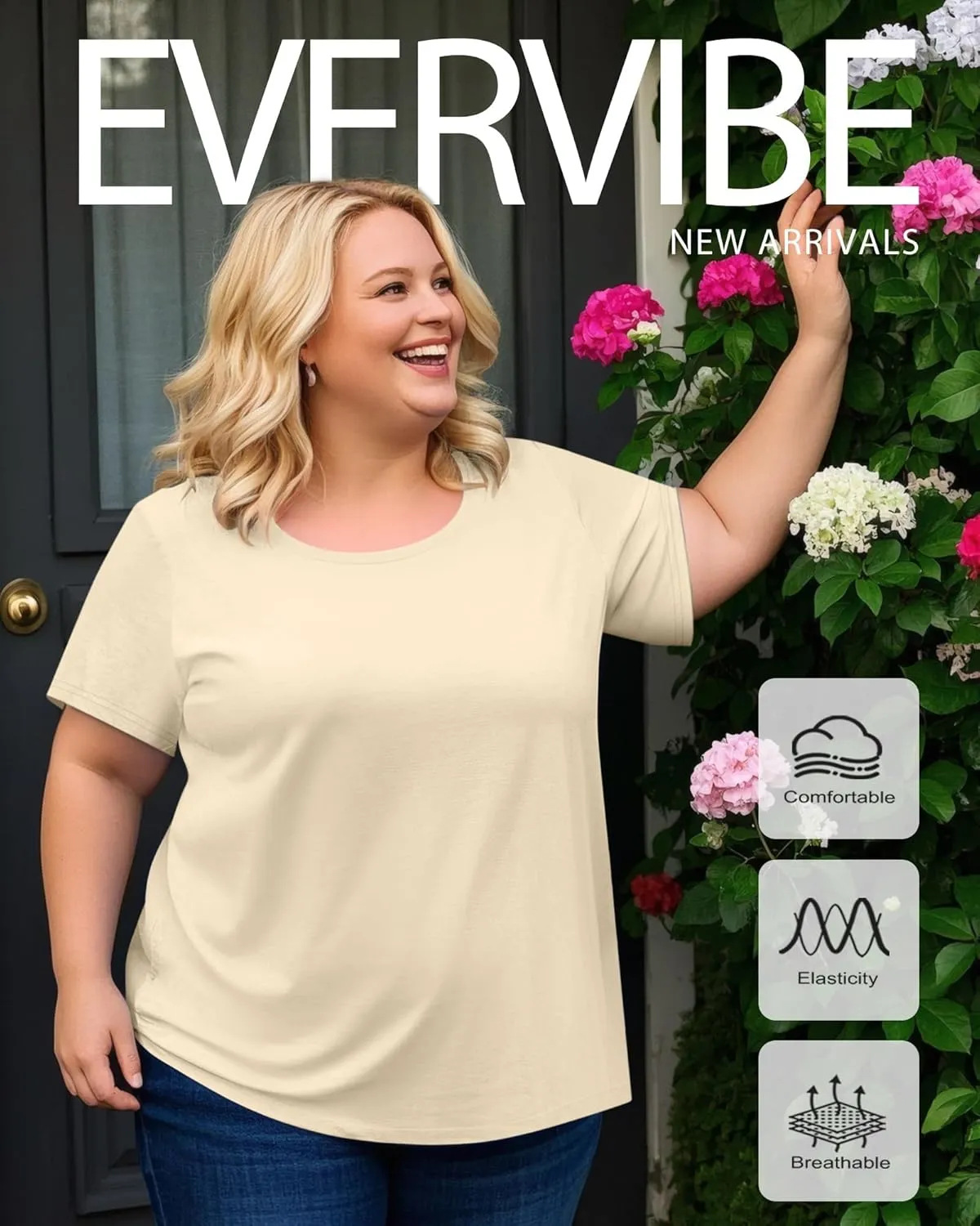 3 Pack Women's Plus Size Cotton Shirts, Scoop Neck Short Sleeve Casual Tops Summer Basic Tunic Tees
