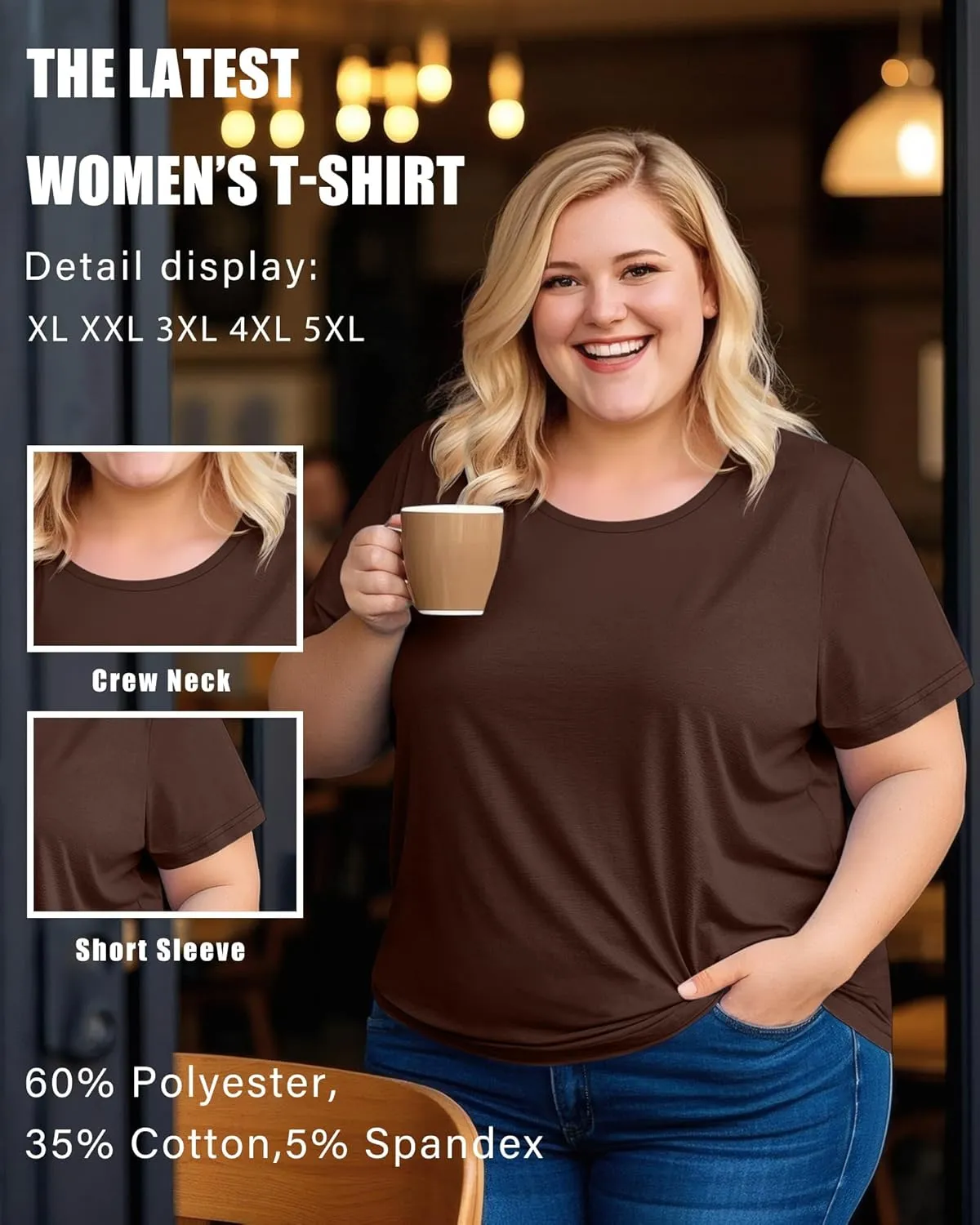 3 Pack Women's Plus Size Cotton Shirts, Scoop Neck Short Sleeve Casual Tops Summer Basic Tunic Tees