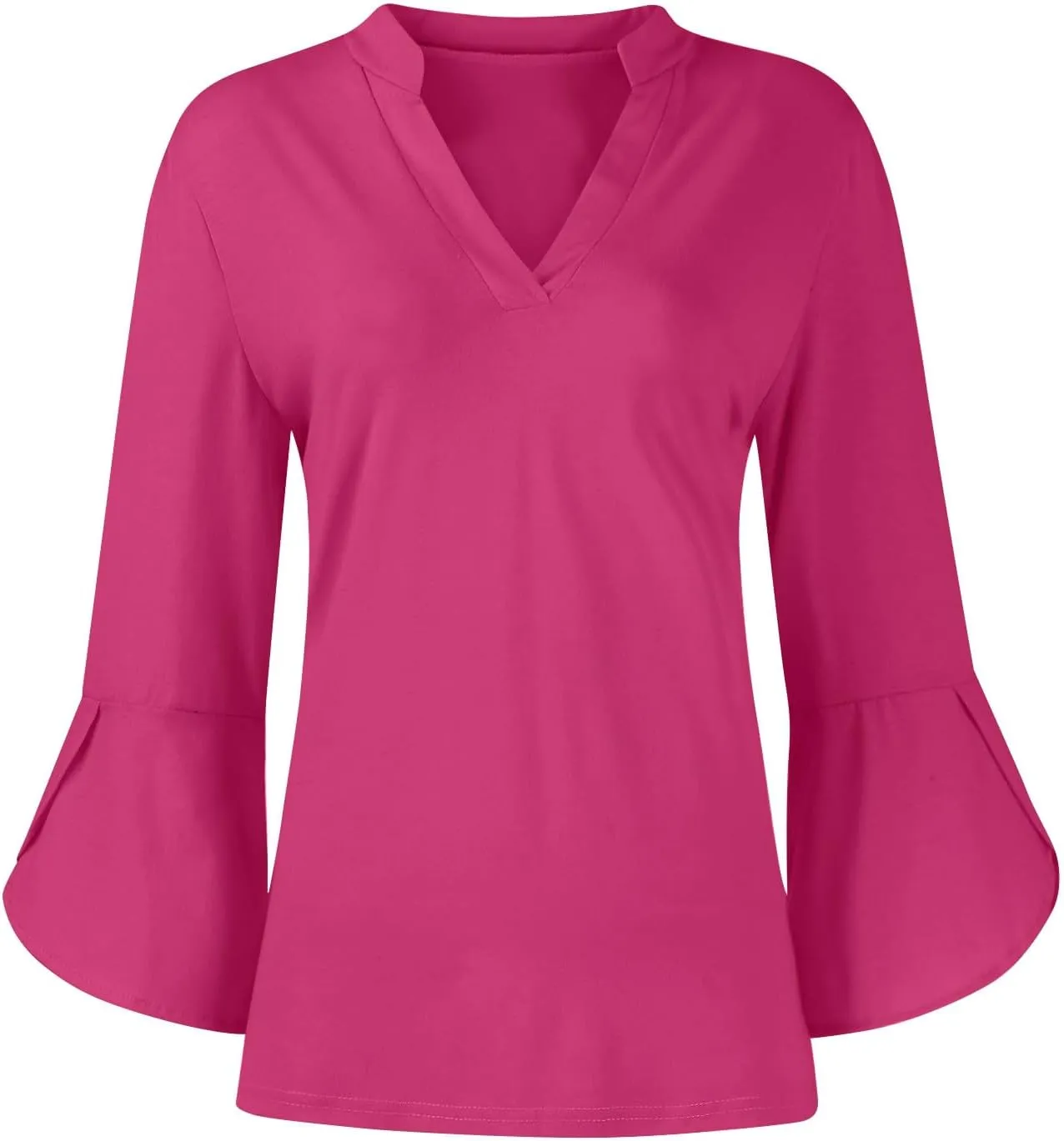 3/4 Sleeve Tops for Women V Neck Summer T Shirts Trendy Bell Sleeve Floral Print Blouses Dressy Casual 2025 Tops Cute