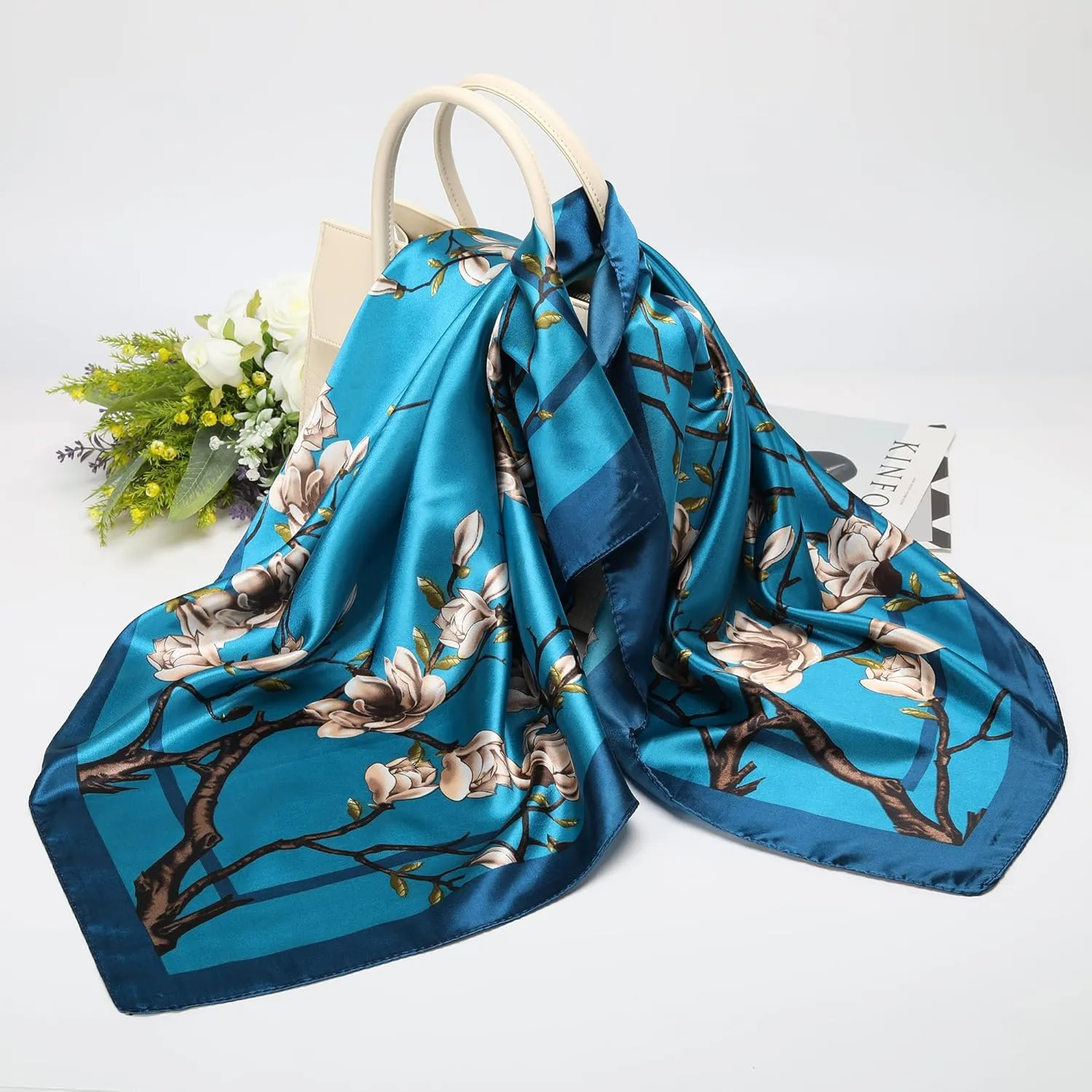 35 Satin Large Head Scarves Silk Bandana Like Neck Scarf Hair Sleeping Wraps Lightweight Satin Silk Scarfs for Women