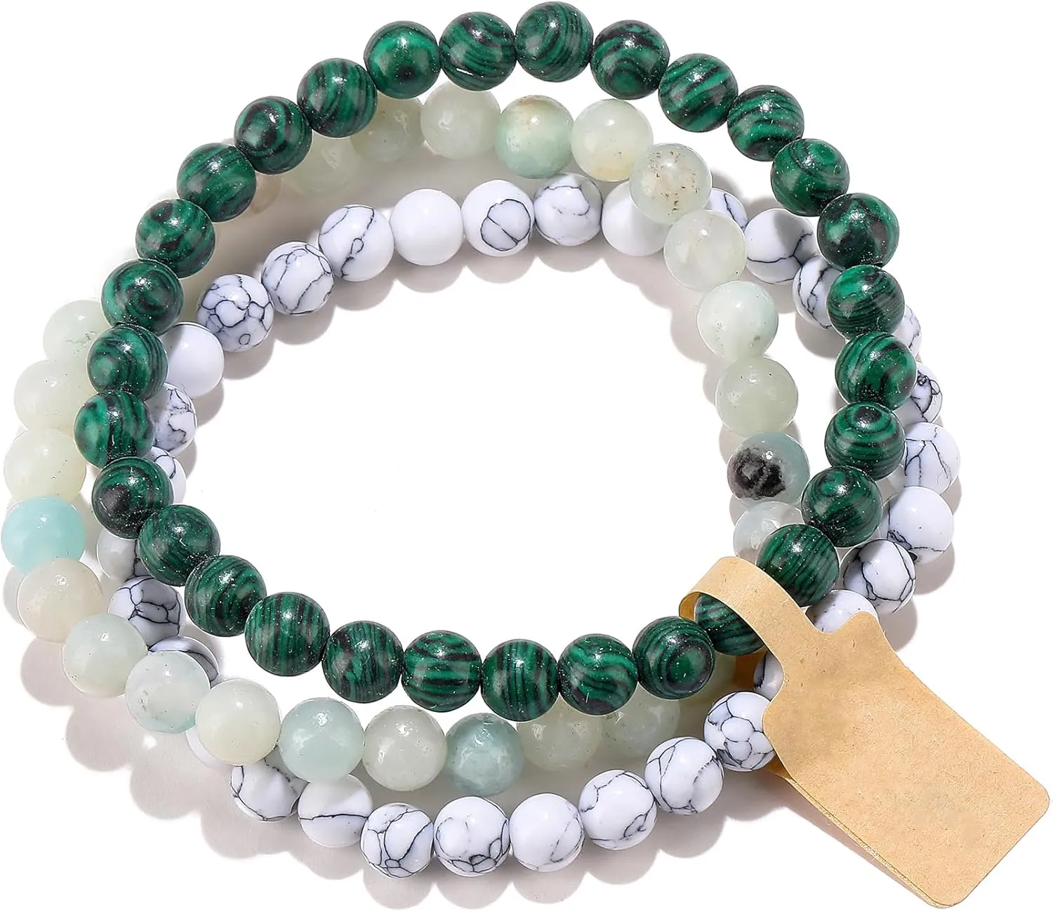 3Pcs 6/8mm Stretch Beaded Bracelet Healing Crystal Stone Bracelets for Women Men Semi-Precious Gemstone Bracelets Round Beads Jewelry Gifts Box