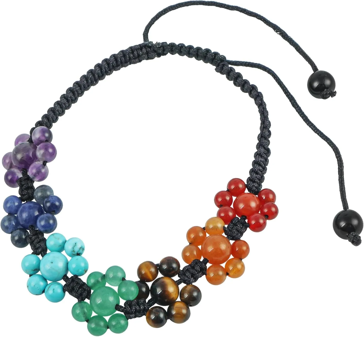 7 Chakra Crystal Stone Beads Bracelet, Adjustable Handmade Braided Healing Crystals Bracelets
