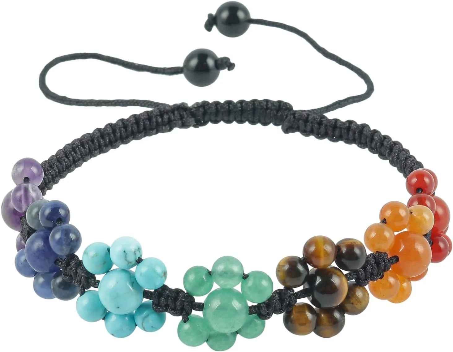 7 Chakra Crystal Stone Beads Bracelet, Adjustable Handmade Braided Healing Crystals Bracelets