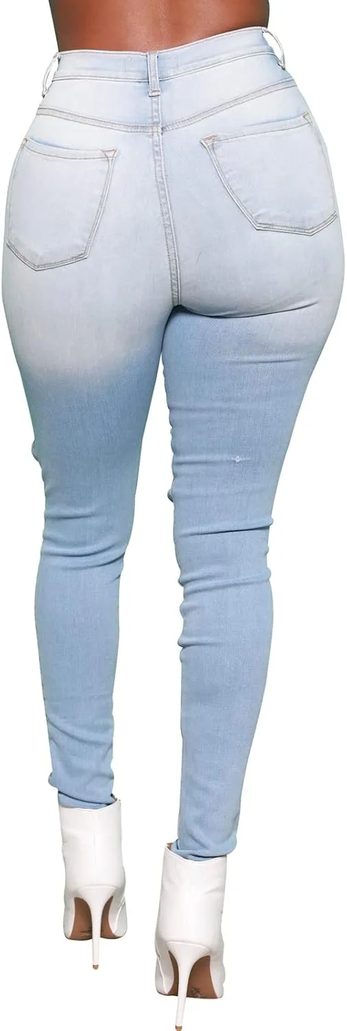 70s Bell Bottom Jeans for Women Elastic High Waisted Raw Hem Denim Pants Classic Vintage Flared Jeans