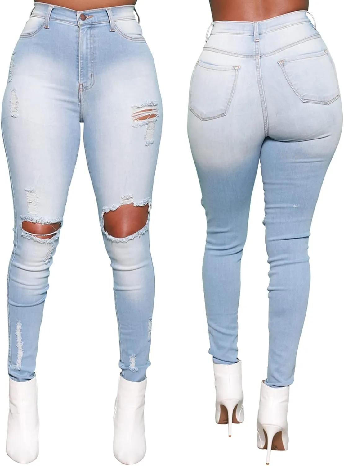 70s Bell Bottom Jeans for Women Elastic High Waisted Raw Hem Denim Pants Classic Vintage Flared Jeans