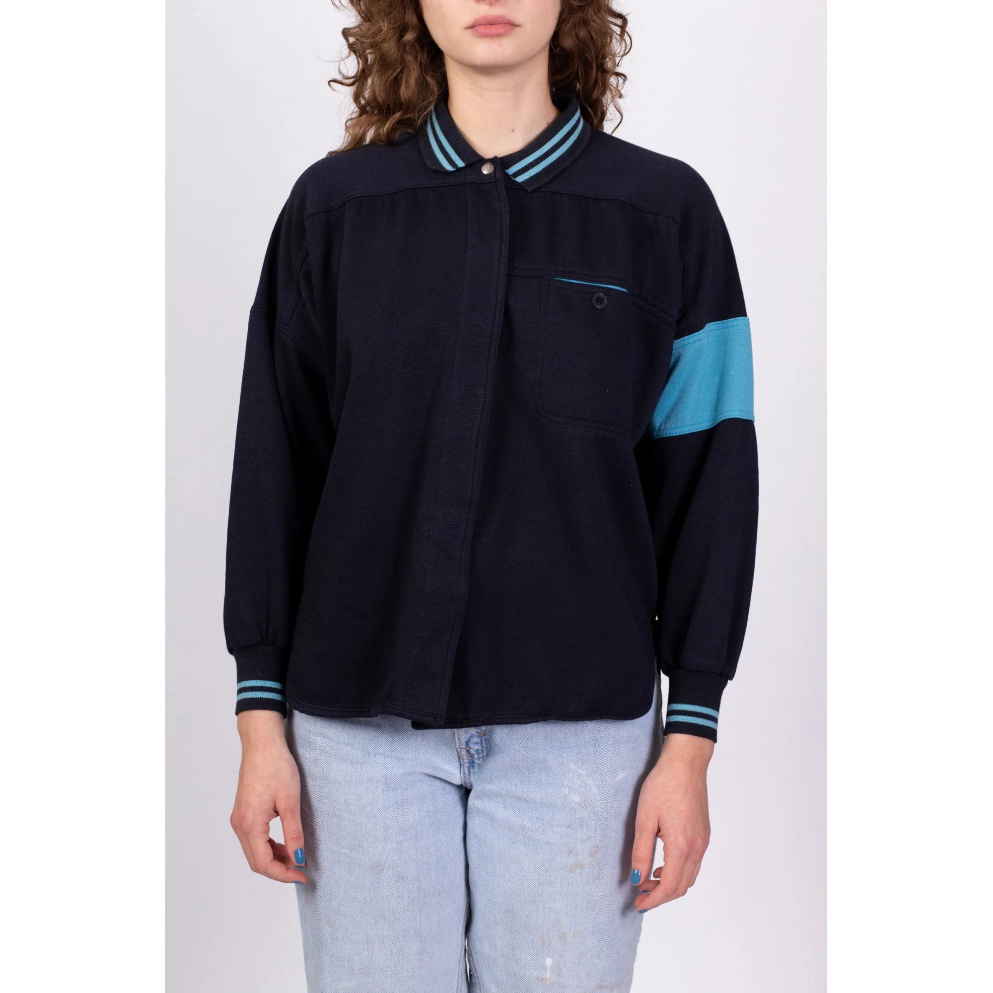 80s Le Coq Sportif Cardigan Sweatshirt - Medium