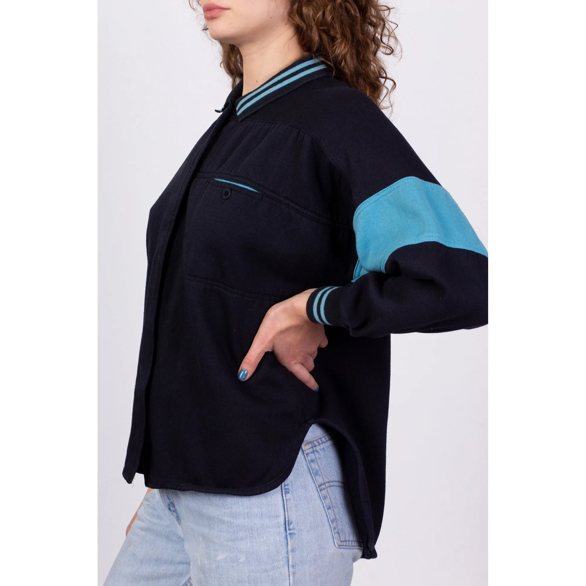 80s Le Coq Sportif Cardigan Sweatshirt - Medium