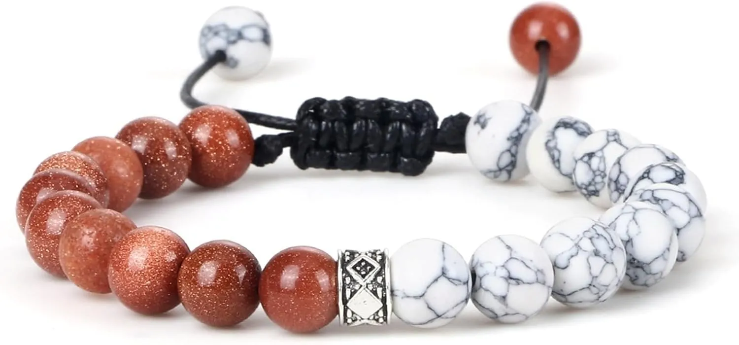 Aienid Crystal Bracelets 8mm Real Crystal Bead Bracelet Nature Stones Black Round Woven Stretchy 17cm x 7mm 1PCS for Engagement