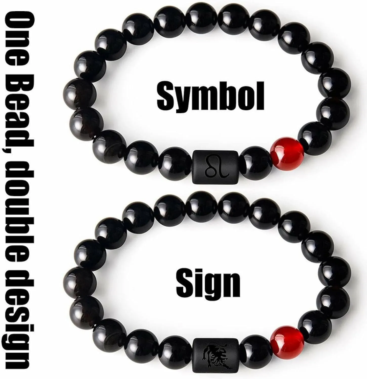 Aienid Weave Bracelet for Men, Natural Agate Bracelet Black Agate Constellation Braided Beaded Bracelet Nature Stone for Women New Year Jewelry