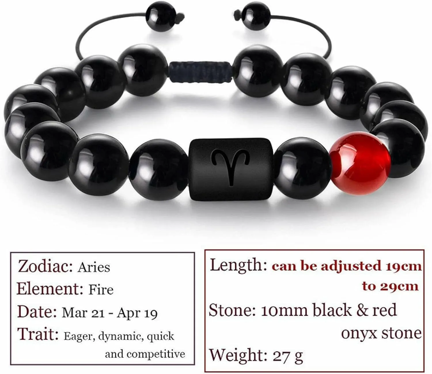 Aienid Weave Bracelet for Men, Natural Agate Bracelet Black Agate Constellation Braided Beaded Bracelet Nature Stone for Women New Year Jewelry