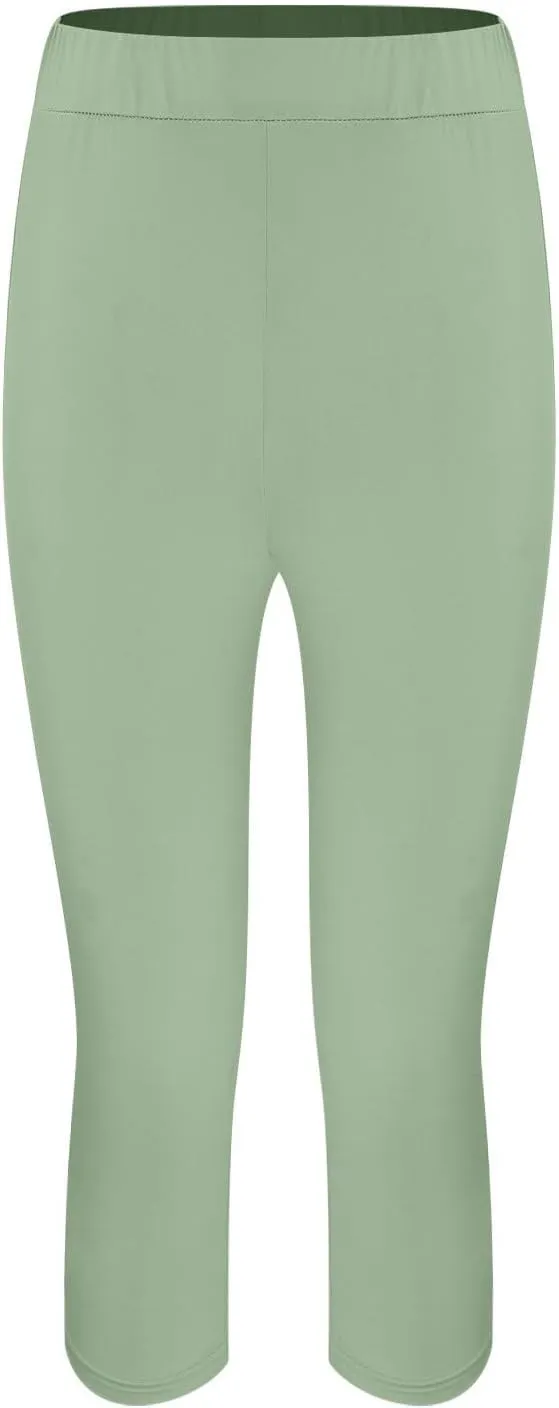 aihihe Women's Capri Leggings High Waist Workout Yoga Pants 3/4 Length Summer Casual Beach Pants Soft Comfy Cropped Trousers