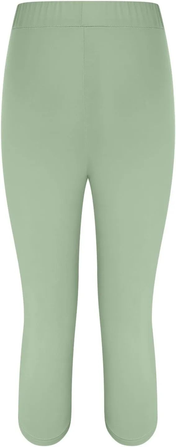 aihihe Women's Capri Leggings High Waist Workout Yoga Pants 3/4 Length Summer Casual Beach Pants Soft Comfy Cropped Trousers