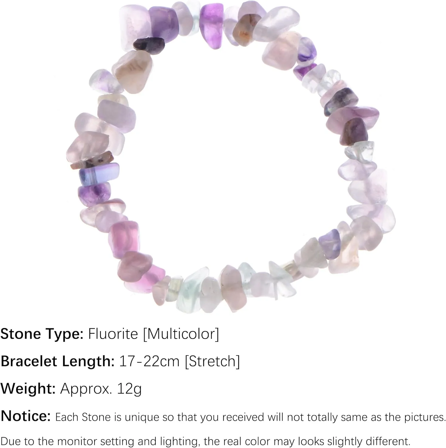 Alilang Natural Stone Chip Bracelet Irregular Gemstone Healing Crystal Quartz Bohemia Stretch Bead Bracelets