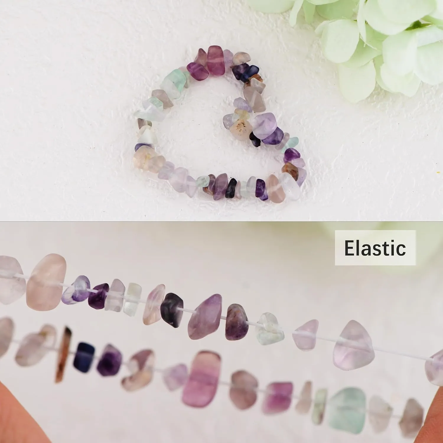 Alilang Natural Stone Chip Bracelet Irregular Gemstone Healing Crystal Quartz Bohemia Stretch Bead Bracelets