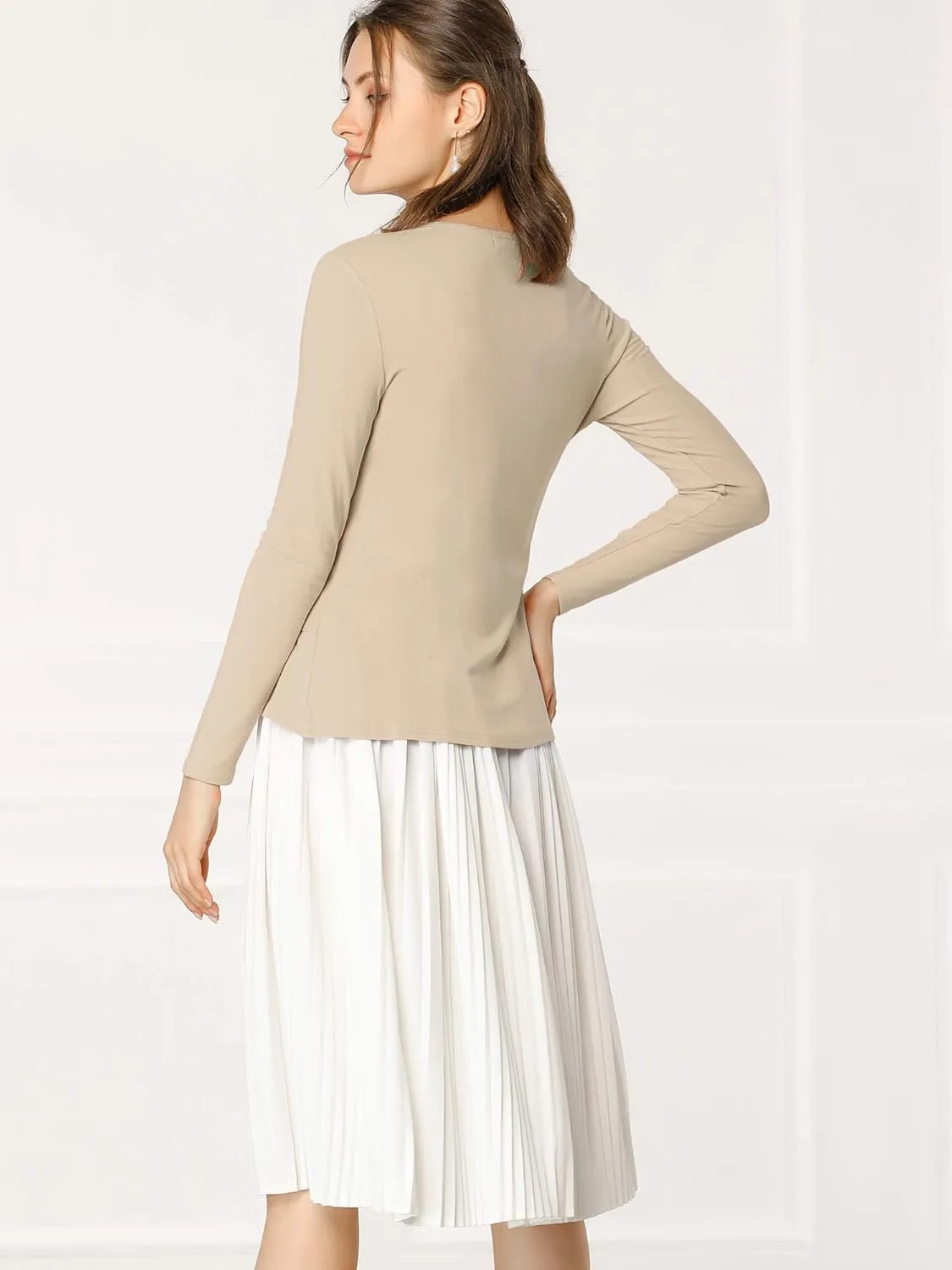 Allegra K Women's Dressy Cardigan Sweaters Tie Front Draped Ruffle Knit Cardigans
