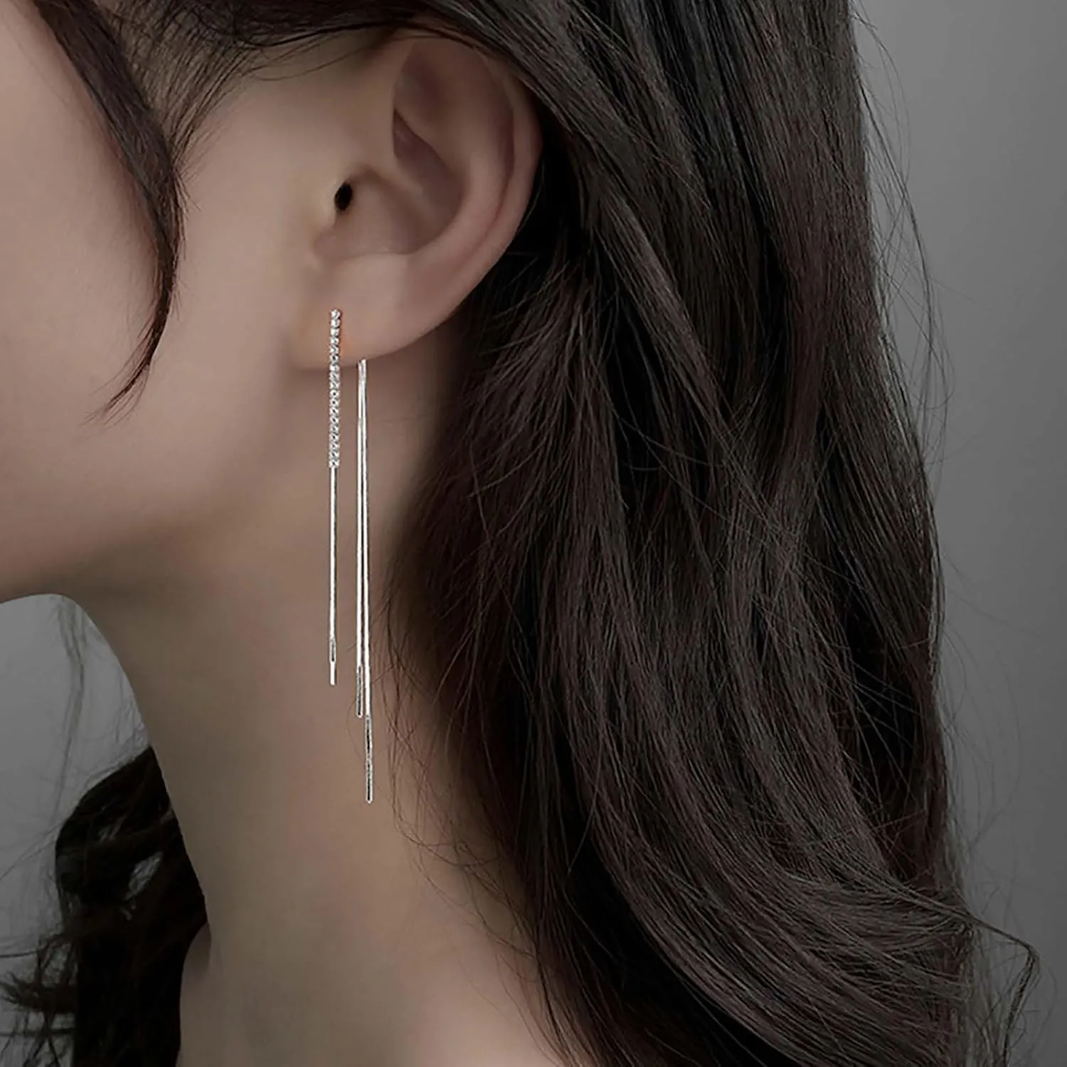Andelaisi Boho Crystal Tassel Earrings Gold Long Chain Earrings Vintage Rhinestone Tassel Chain Earrings Wedding Bridal Crystal Chain Tassel Earrings Jewelry for Wedding Party