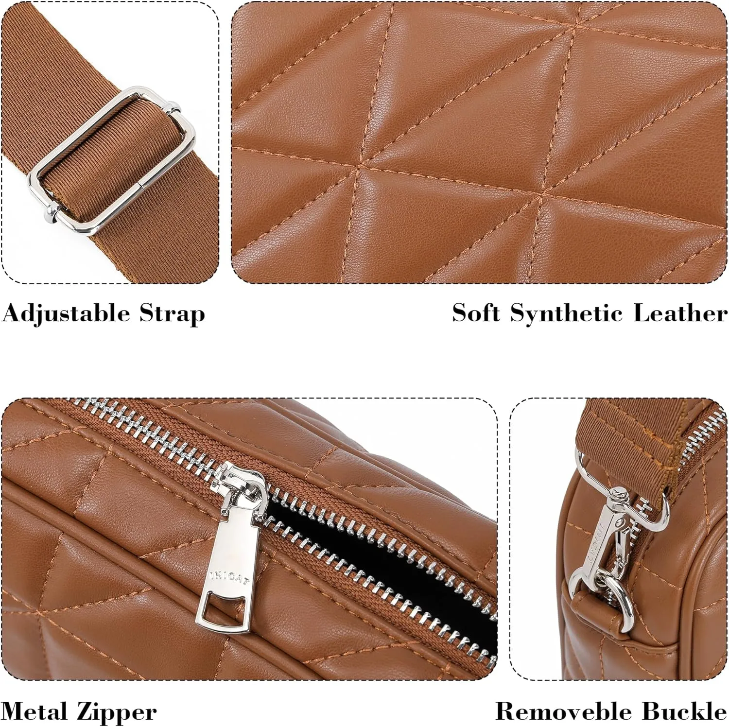 AOCINA Quilted Crossbody Bags for Women with Coin Purse Soft Leather Crossbody Purse Small Shoulder Handbags