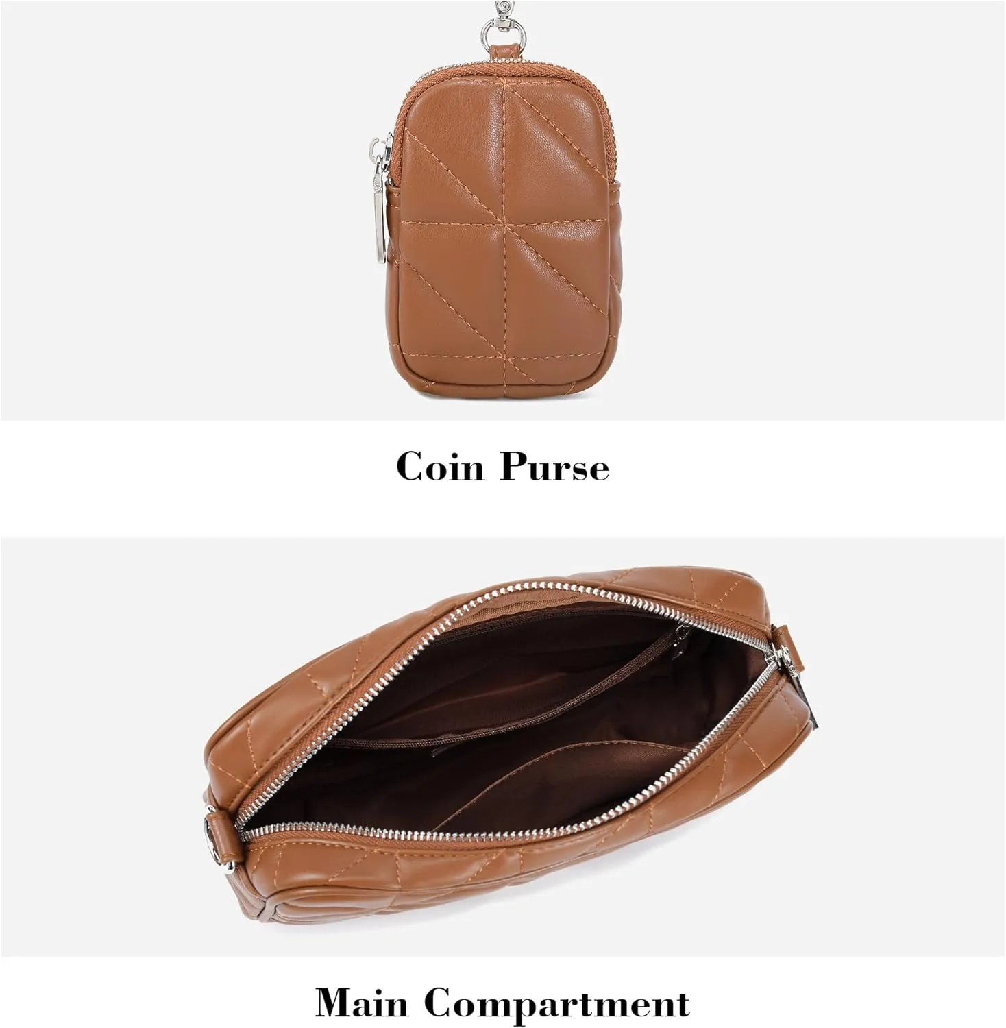 AOCINA Quilted Crossbody Bags for Women with Coin Purse Soft Leather Crossbody Purse Small Shoulder Handbags