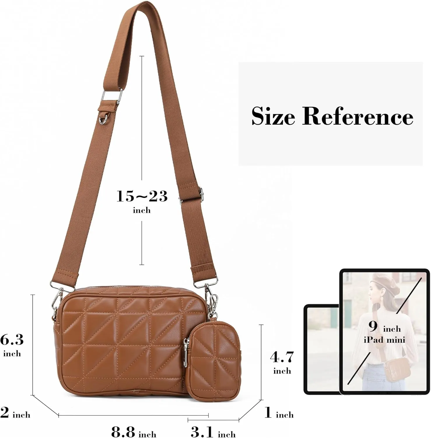 AOCINA Quilted Crossbody Bags for Women with Coin Purse Soft Leather Crossbody Purse Small Shoulder Handbags
