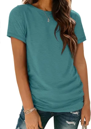 ATHMILE Womens T Shirt Summer Tops Short Sleeve Fashion Basic Casual Oversized Beach Vacation Clothes 2025 Trendy