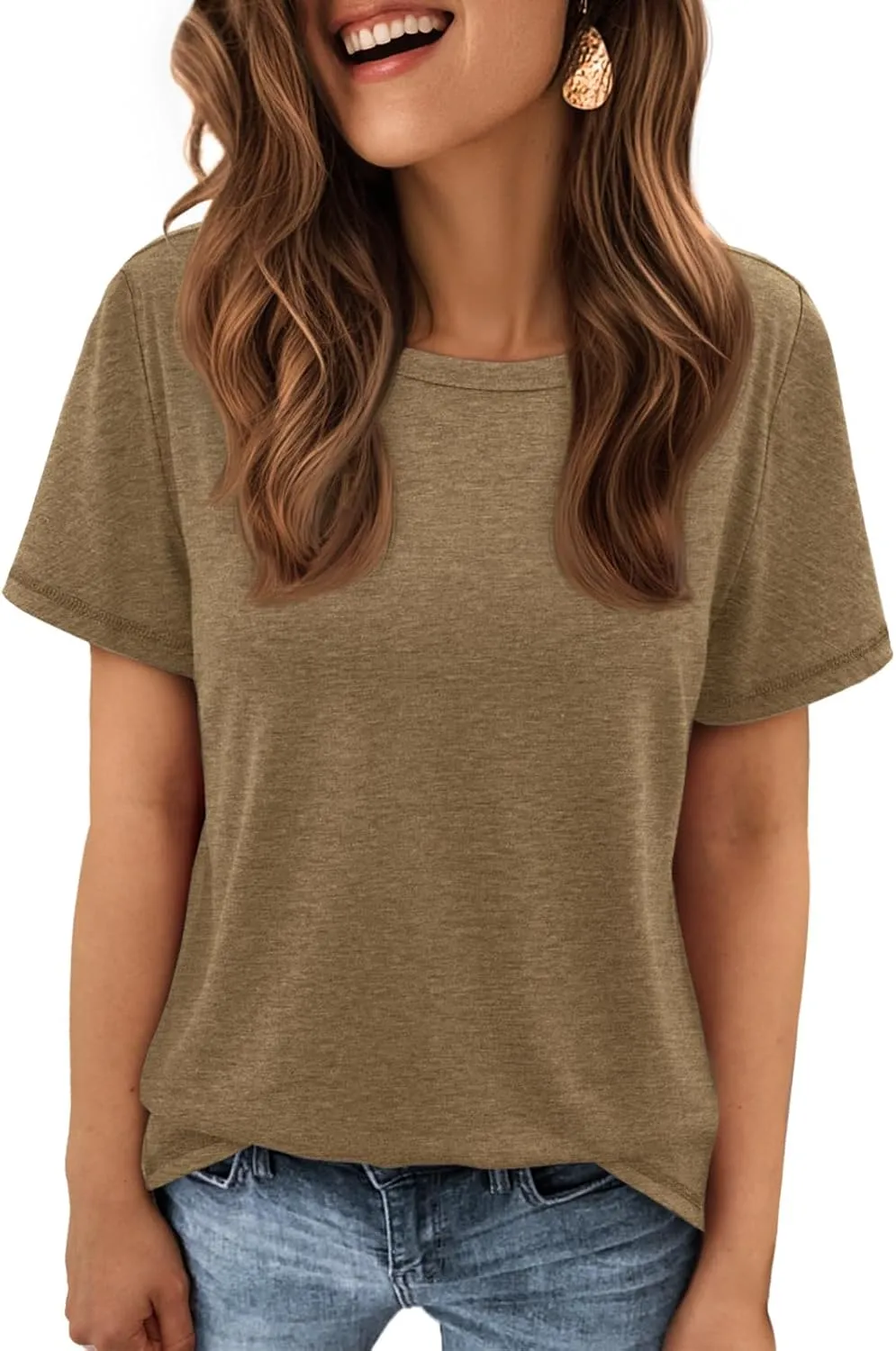 ATHMILE Womens T Shirt Summer Tops Short Sleeve Fashion Basic Casual Oversized Beach Vacation Clothes 2025 Trendy