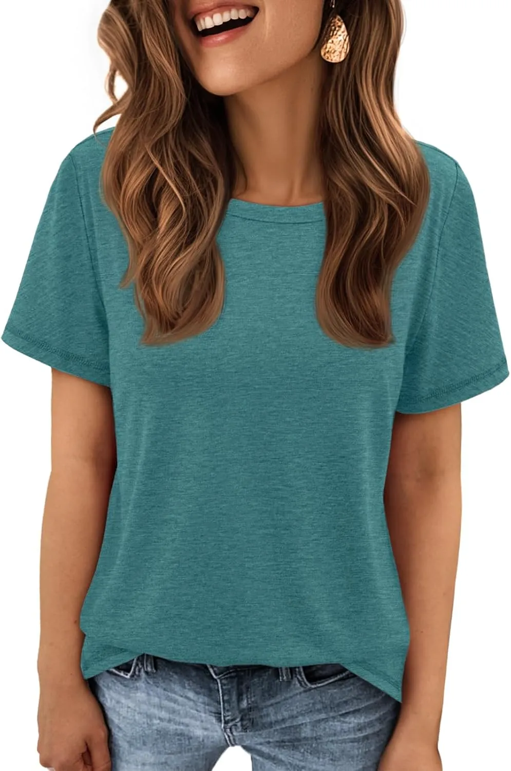 ATHMILE Womens T Shirt Summer Tops Short Sleeve Fashion Basic Casual Oversized Beach Vacation Clothes 2025 Trendy