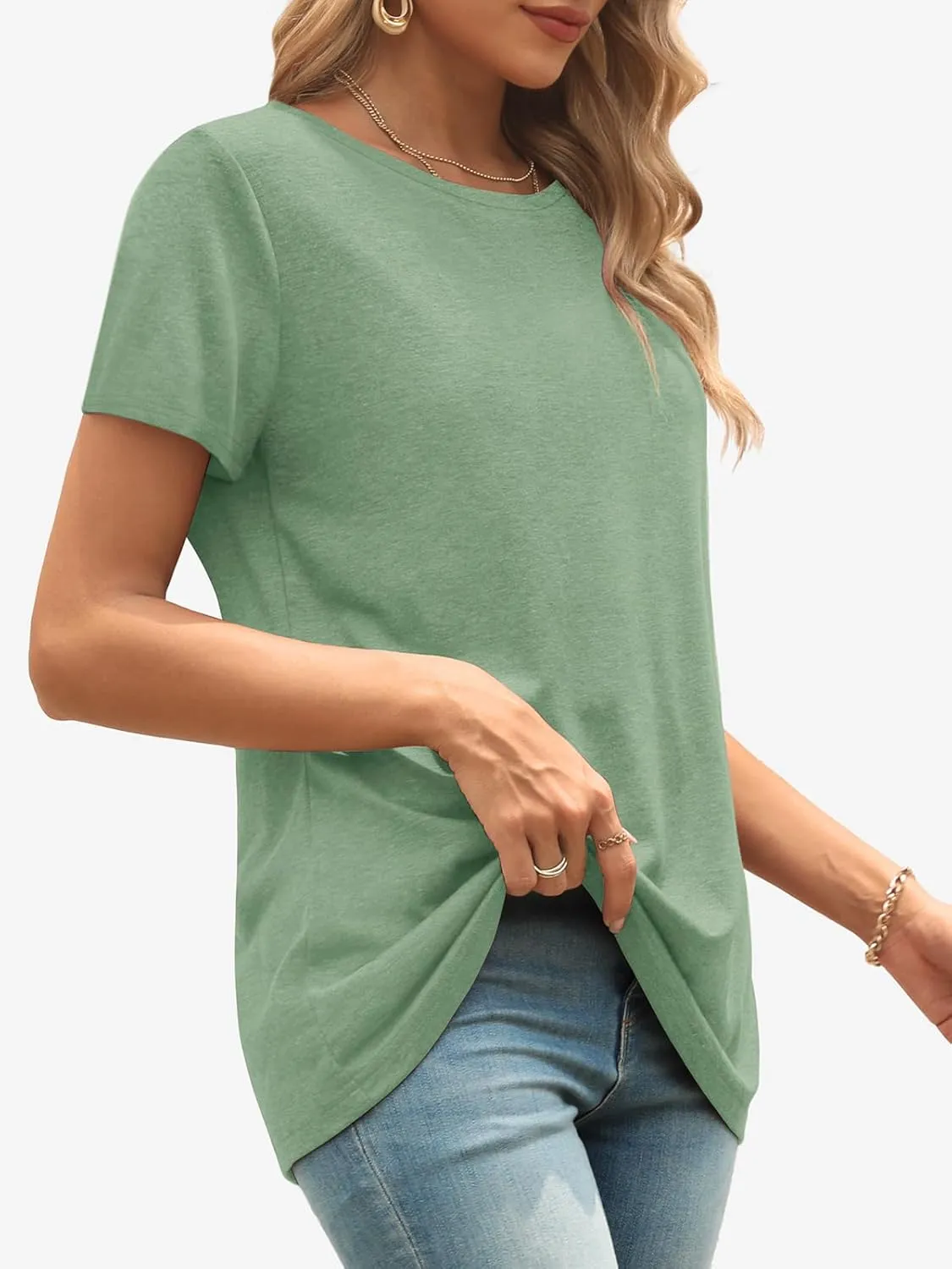 ATHMILE Womens T Shirt Summer Tops Short Sleeve Fashion Basic Casual Oversized Beach Vacation Clothes 2025 Trendy