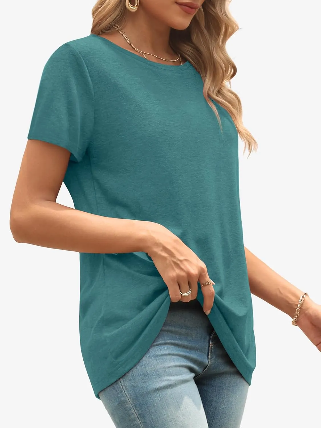 ATHMILE Womens T Shirt Summer Tops Short Sleeve Fashion Basic Casual Oversized Beach Vacation Clothes 2025 Trendy
