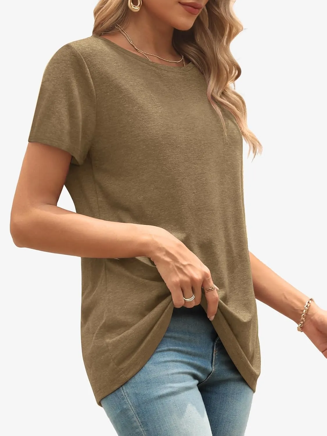 ATHMILE Womens T Shirt Summer Tops Short Sleeve Fashion Basic Casual Oversized Beach Vacation Clothes 2025 Trendy