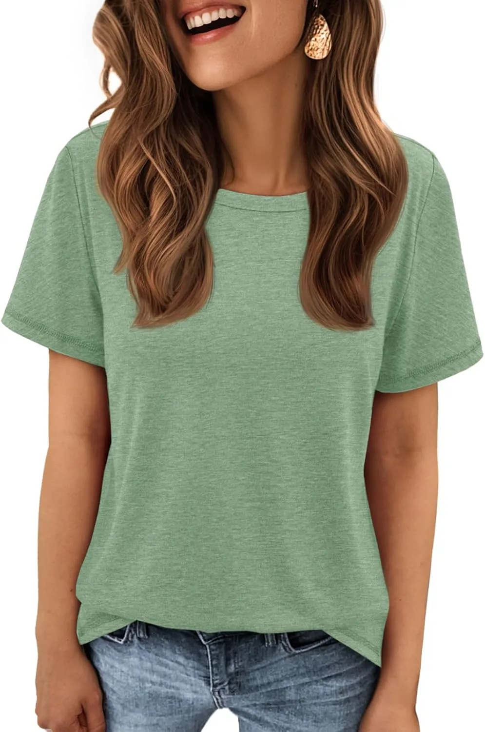ATHMILE Womens T Shirt Summer Tops Short Sleeve Fashion Basic Casual Oversized Beach Vacation Clothes 2025 Trendy