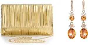 BABEYOND Clutch Purses for Women Evening Bag Pleated Flap Clutch for Formal Party Cocktail Prom Wedding Handbags 1920s Flapper Art Deco Gatsby Earrings 20s Flapper Gatsby Accessories