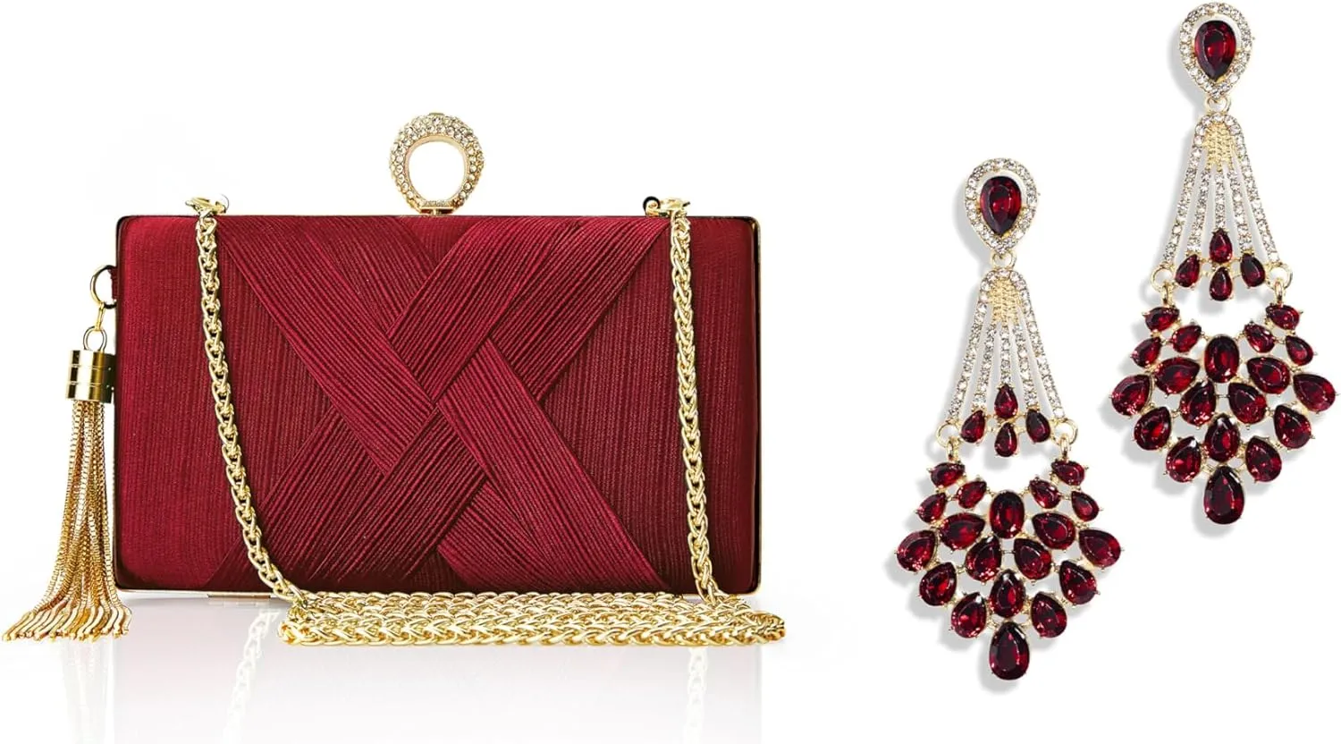 BABEYOND Clutch Purses for Women - Evening Bag Tassel Pendant Clutch for Bride Party Prom Wedding 1920s Flapper Art Deco Gatsby Earrings 20s Flapper Gatsby Accessories