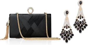 BABEYOND Clutch Purses for Women - Evening Bag Tassel Pendant Clutch for Bride Party Prom Wedding 1920s Flapper Art Deco Gatsby Earrings 20s Flapper Gatsby Accessories
