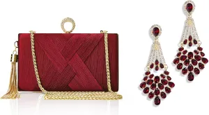 BABEYOND Clutch Purses for Women - Evening Bag Tassel Pendant Clutch for Bride Party Prom Wedding 1920s Flapper Art Deco Gatsby Earrings 20s Flapper Gatsby Accessories