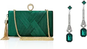 BABEYOND Clutch Purses for Women - Evening Bag Tassel Pendant Clutch for Bride Party Prom Wedding 1920s Flapper Earrings Vintage 20s Flapper Accessories Gatsby Costume Accessories