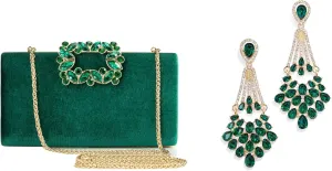 BABEYOND Clutch Purses for Women Velvet Evening Bag Crystal Embellished Handbag for Bride Party Prom Wedding 1920s Flapper Art Deco Gatsby Earrings 20s Accessories Dangle Pearl Earrings