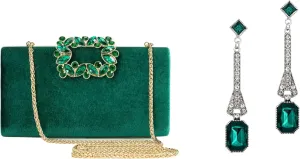 BABEYOND Clutch Purses for Women Velvet Evening Bag Crystal Embellished Handbag for Bride Party Prom Wedding 1920s Flapper Earrings 20s Great Gatsby Earrings Vintage 20s Flapper Accessories