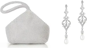 BABEYOND Women's Beaded Clutch Evening Bags Vintage Elegant Triangle Purse for 1920s Party Prom Wedding 1920s Flapper Art Deco Gatsby Earrings 20s Flapper Gatsby Accessories