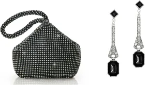 BABEYOND Women's Rhinestone Clutch Evening Bags Sparkly Glitter Triangle Purse 1920s Flapper Earrings 20s Great Gatsby Earrings Vintage 20s Flapper Accessories Gatsby Costume Accessories