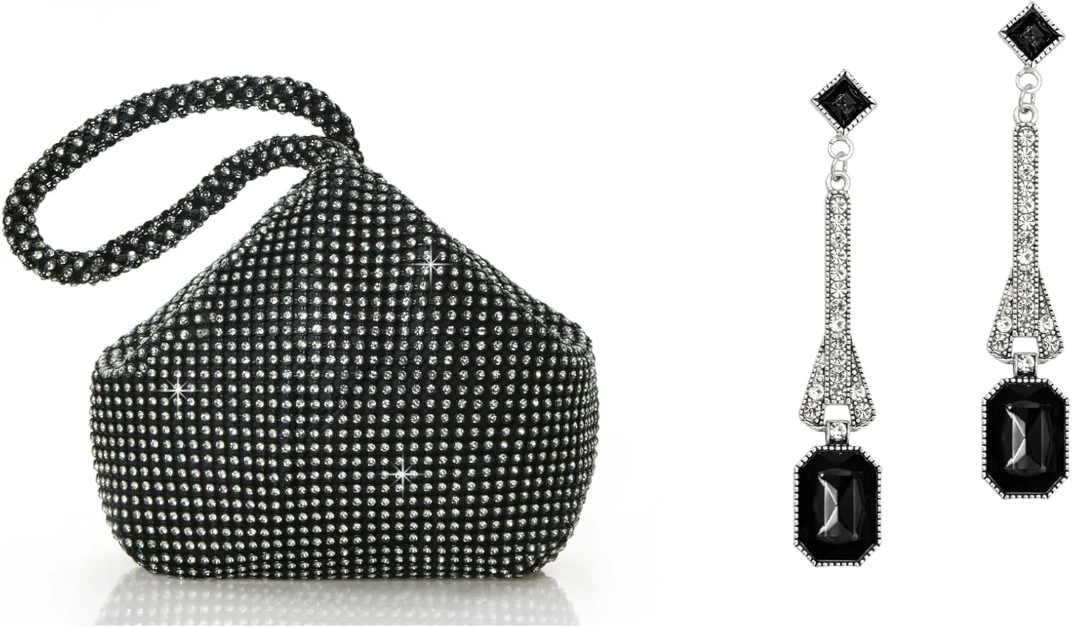 BABEYOND Women's Rhinestone Clutch Evening Bags Sparkly Glitter Triangle Purse 1920s Flapper Earrings 20s Great Gatsby Earrings Vintage 20s Flapper Accessories Gatsby Costume Accessories