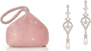 BABEYOND Women's Rhinestone Clutch Evening Bags Sparkly Glitter Triangle Purse for 1920s Party Prom Wedding 1920s Flapper Art Deco Gatsby Earrings 20s Flapper Gatsby Accessories