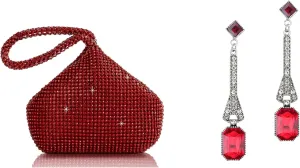 BABEYOND Women's Rhinestone Clutch Evening Bags Sparkly Glitter Triangle Purse for 1920s Party Prom Wedding Flapper Earrings 20s Accessories Gatsby Costume Accessories