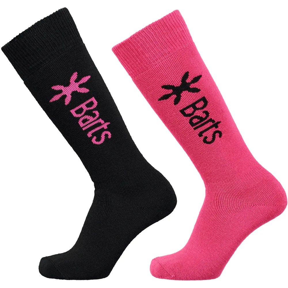 Barts Twin Pack Kids Ski Socks, anthracite & pink