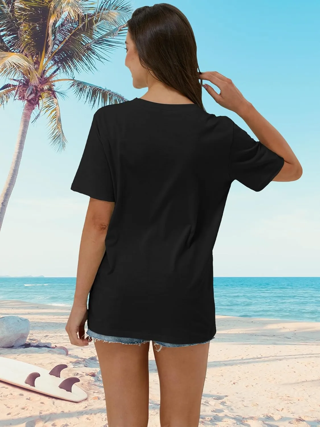 Beach Shirts for Women Summer Graphic Casual Tee Tops Short Sleeve Vacation Vintage Tshirt